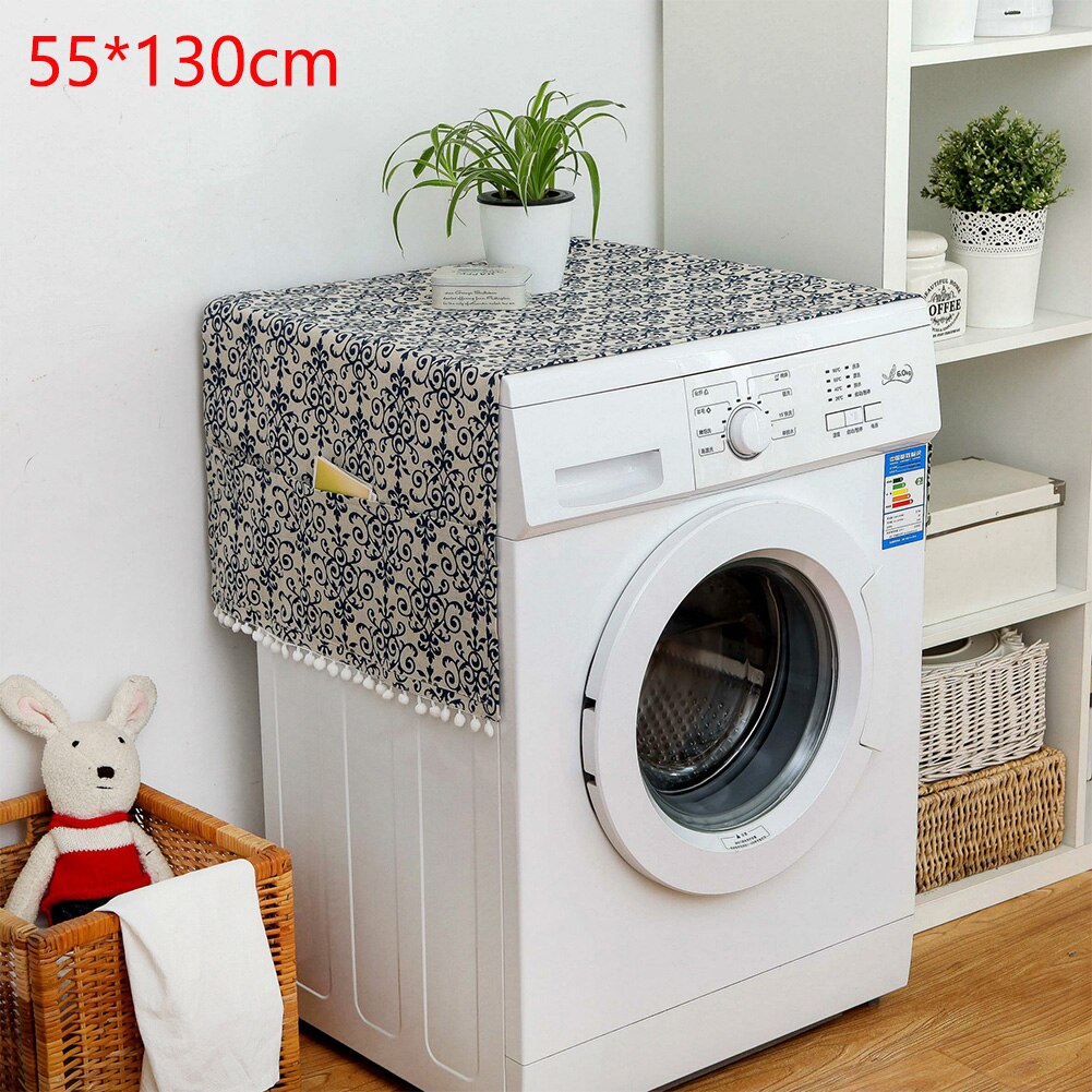 Taske vaskemaskine betræk husholdning med lommer tilbehør støvtæt vaskbar til køkken vaskemaskine låg beskytter blomster opbevaring: 3