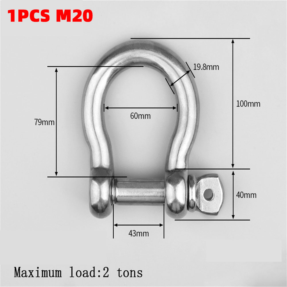 M4-M12 100% A2 Stainless Steel 304 D-type Dee Shackle Antirust D Shackle SUS 304 M4-M12 Dee Shackle: 1 PCS M20