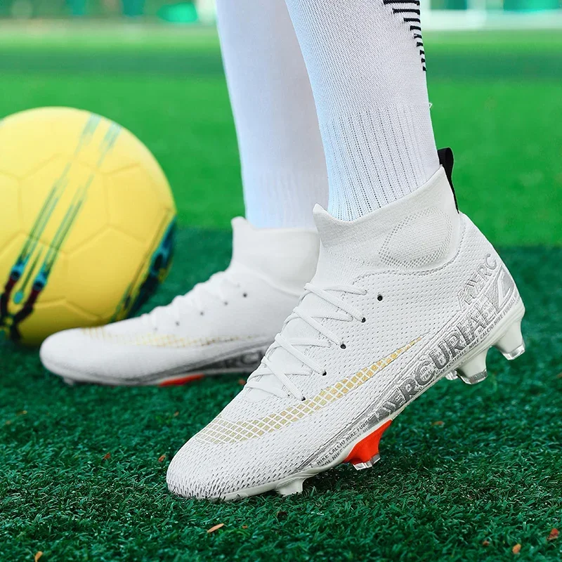 Herr fotbollsskor ankelskydd pojkar fg fotbollsskor sneakers sportskor unisex matchskor bekväma