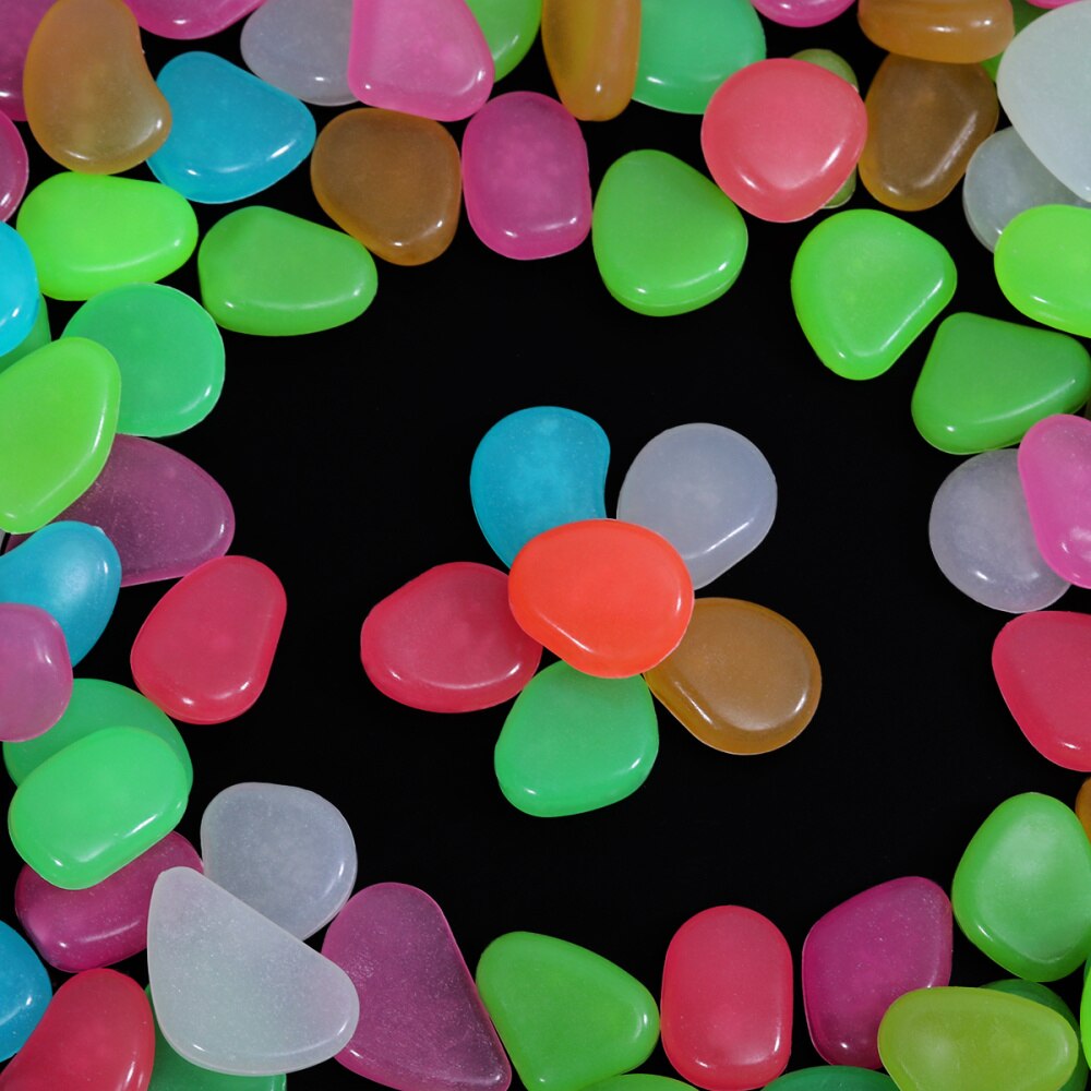 100 stuks lichtgevende keien, kiezelstenen, gloeiend in het donker voor aquarium, aquarium, grinddecoraties voor de tuin (blauw)