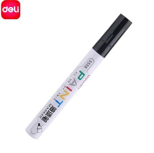 Deli 1 PCS Permanent Marker White Paint Marker Pens Assorted Colors Markers Stationery school & office Supplies Mark pen 8 color: black S558-1