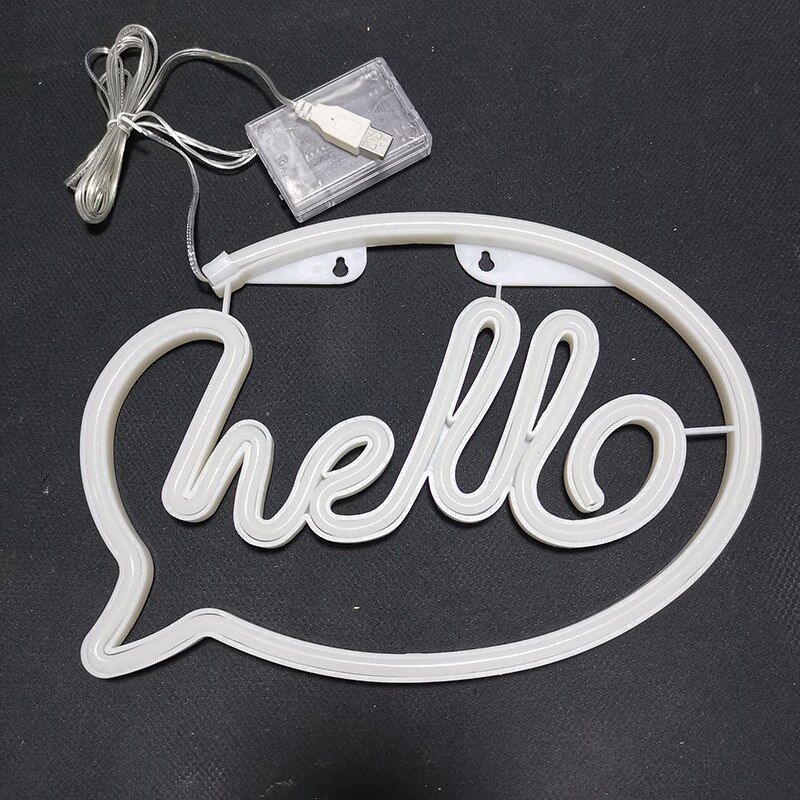 hello Neon Light LED Wall Lights Store Greeting Signs Home Decor Night Lamp Party Wedding Window Shop Battery & USB Powered