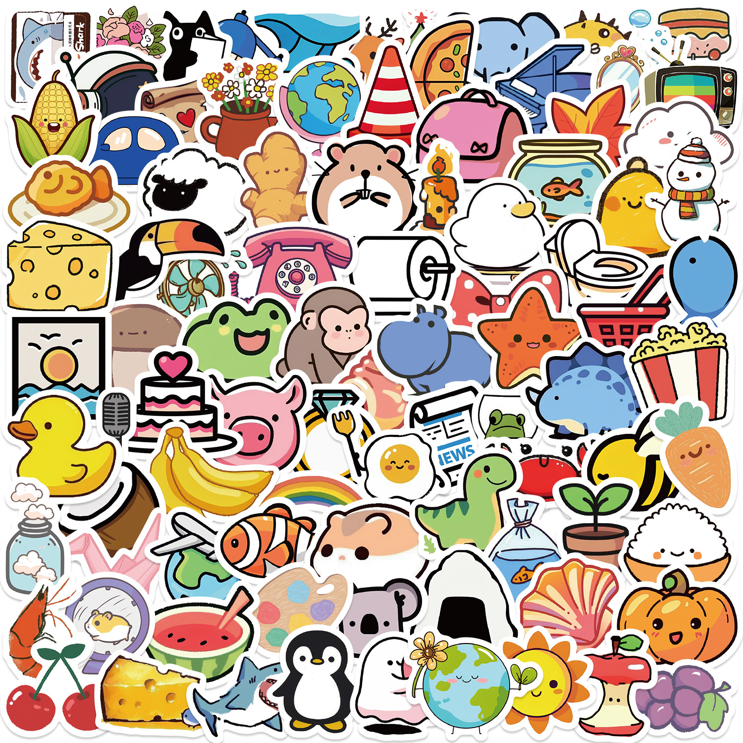 100 Uds Mini animales lindos alimentos dibujos animados pegatinas de grafiti teléfono guitarra portátil maleta taza pegatina impermeable juguete para niños: Verde militar