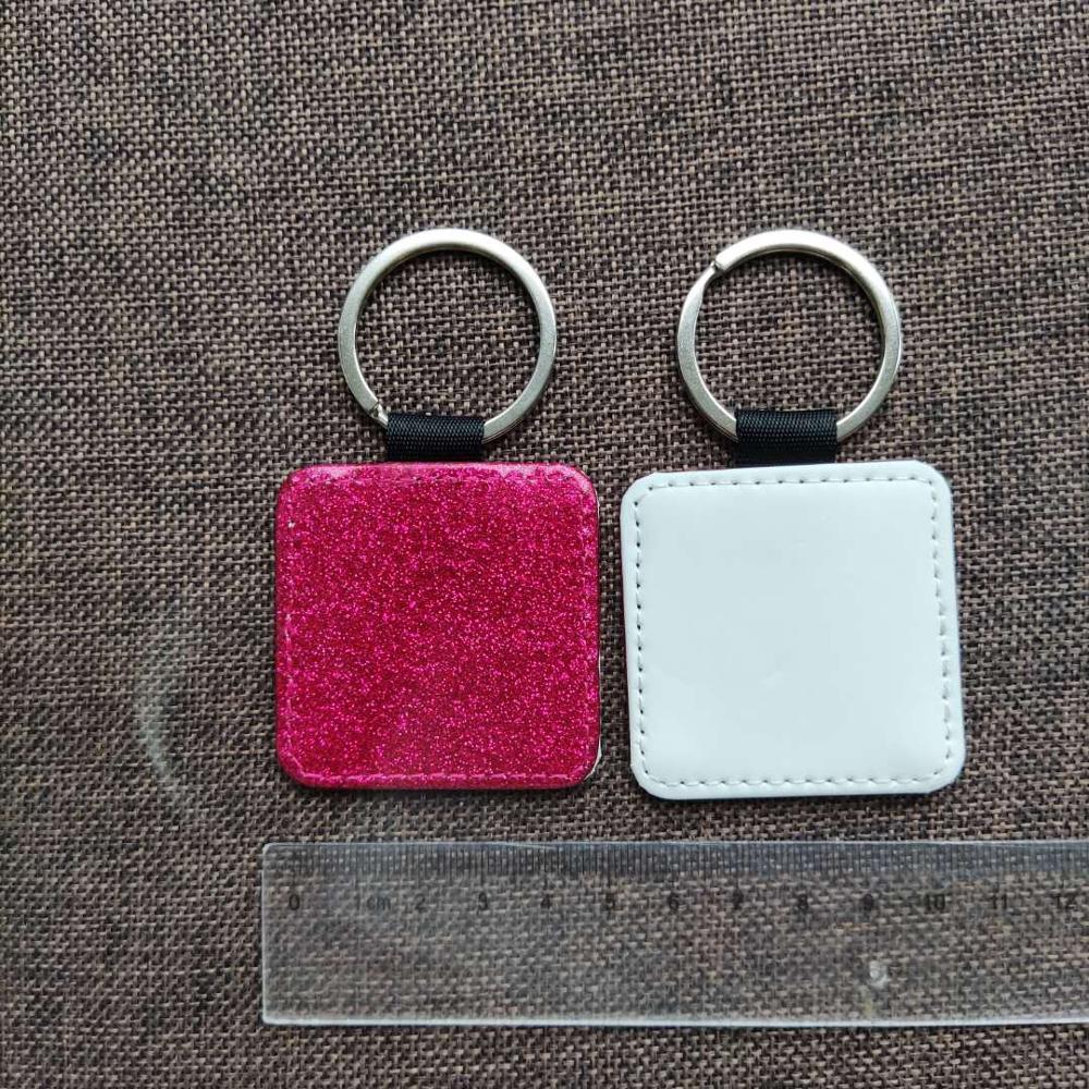 Gratis Shipping10pcs Leeg Sublimatie Bling Lederen Hanger Tags Sleutelhangers Diy Afdrukken Sublimatie Inkt Transfer Papier Afdrukken: Rose Square