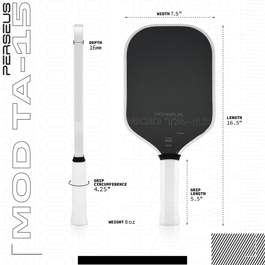 MOD TA-15 Pro Player Edition Gen 3 Núcleo de propulsión 16 mm Thermofrmed Elite Graphite Toray T700 Paleta de Pickleball de fibra de carbono