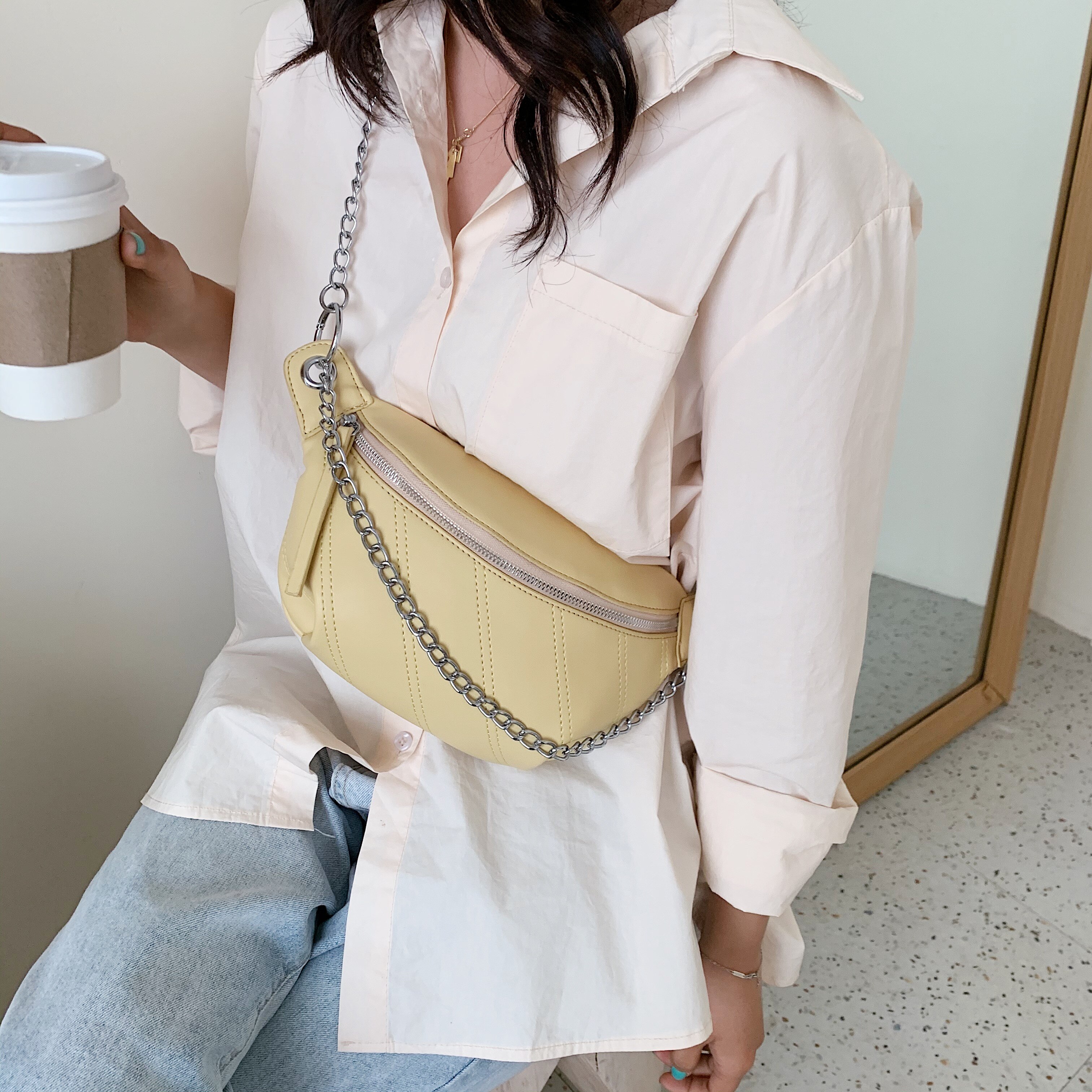 Bolso cruzado de cuero PU de Color liso para mujer, verano , bolso de hombro con cadena, Bolsos De Mujer, bolso sencillo de pecho