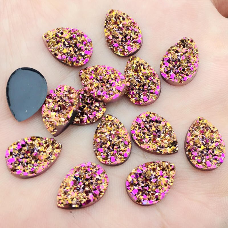 Diy 50 Stuks 9*13Mm Glitters Ab Kleuren Minerale Oppervlak Resin Plaksteen Cabochon Diy Bruiloft Decoratie ambachten-A57: A578