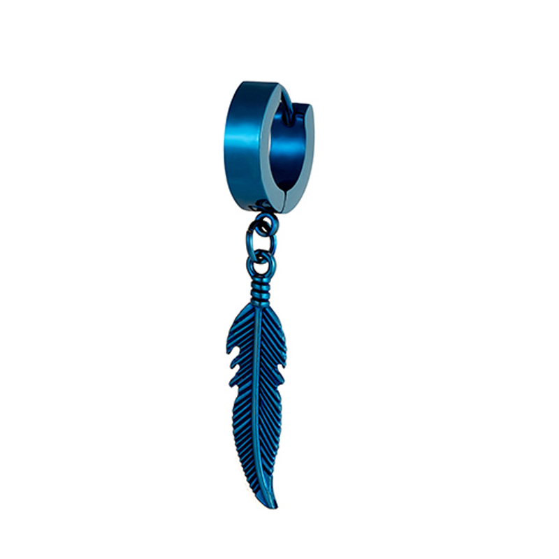 Pendientes de acero inoxidable para hombre y mujer, aretes con colgante de pluma Simple, accesorios de joyería con personalidad, 1 unidad: Bañado en rodio de imitación