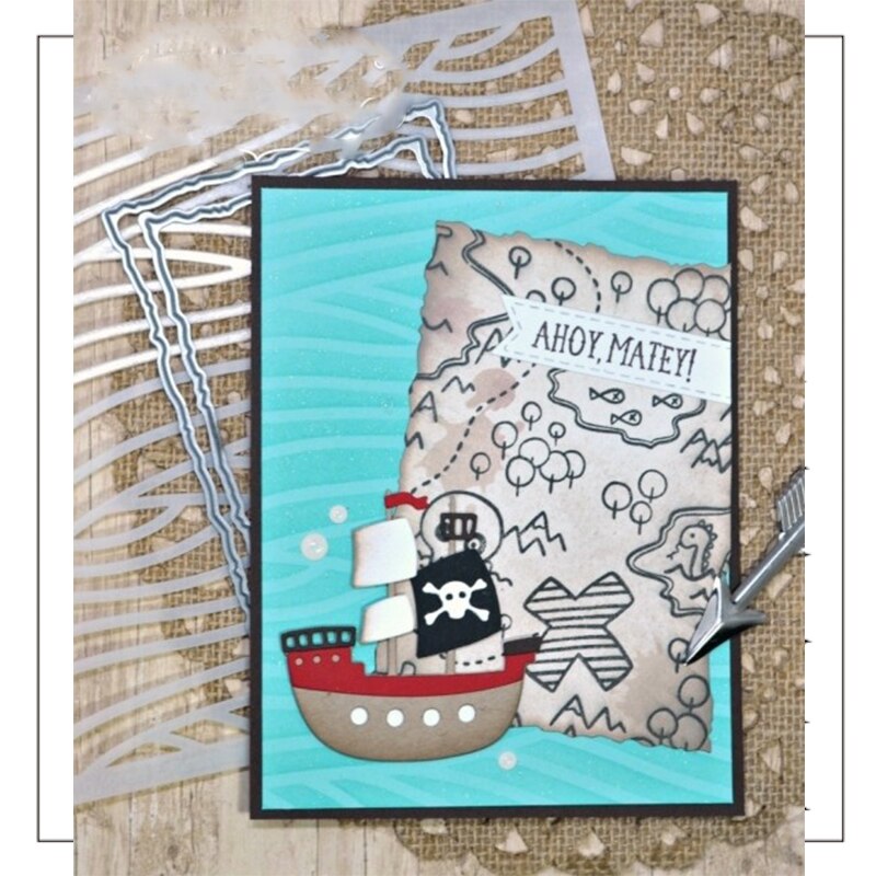 Plantilla de plástico para pintura de olas de superficie marina, plantilla de papel para manualidades decorativas,