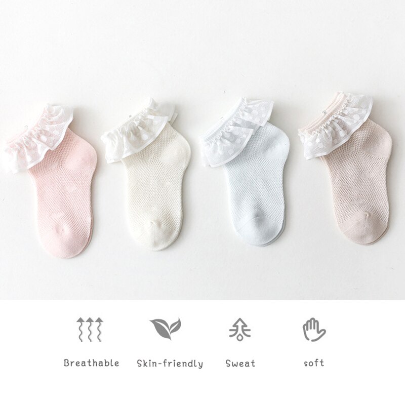 Spitze Rüsche Neugeborenen Baby Socken Weiche Sommer Gittergewebe Atmungsaktive Baby Mädchen Socken Kleinkind Kleinkind Anti-Unterhose kurz Socke Sokken