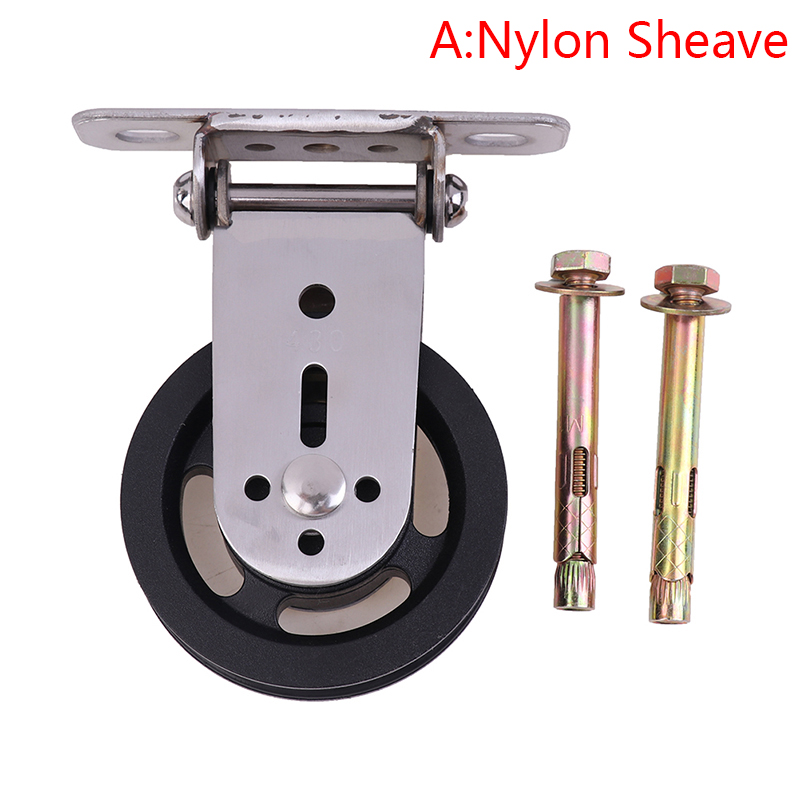 1set Wall-mounted Gym Home Rotating Silent Pulley DIY Lat Lift Cable System Wheel Gym Equipment Accessories: black