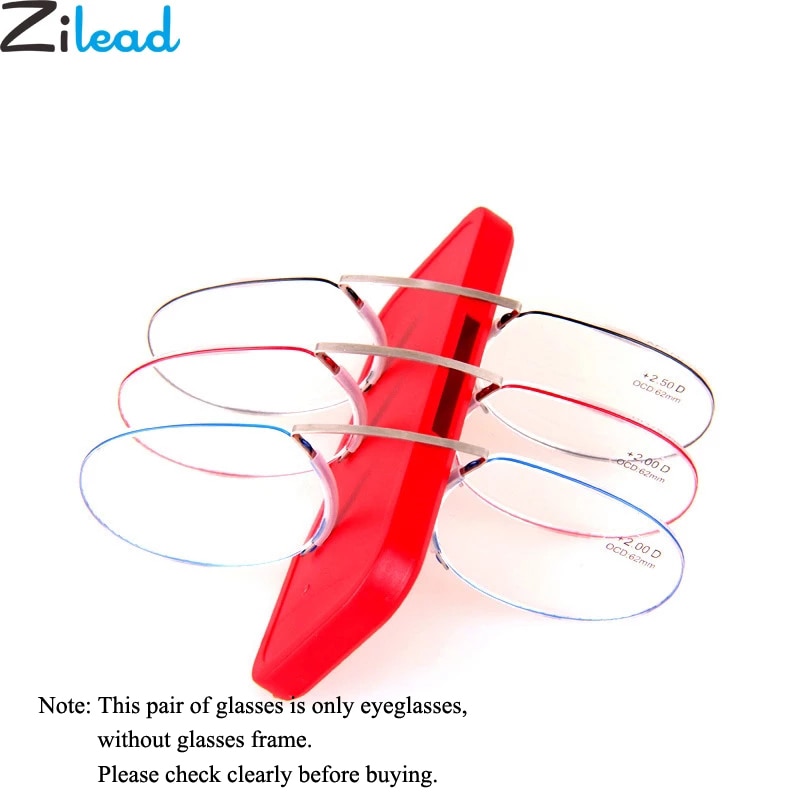 Zilead Draagbare Neus Clip Leesbril Ultralight SOS Pince Nez Optische Presbyope Bril Mannen & Vrouwen + 1.0 + 1.5 + 2.0 + 2.5 + 3.5