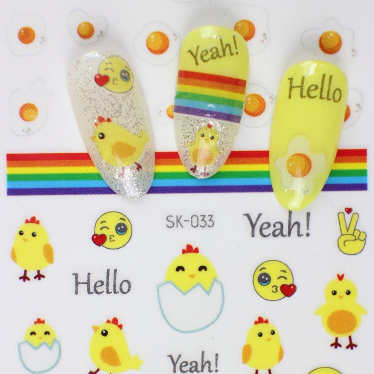 1 stuk zelfklevende nagelstickers uit de hyuna-serie met eipatroon, nageltips, 3d manicurestickers, nageldecoratietools in regenboogkleuren.: Sk -033