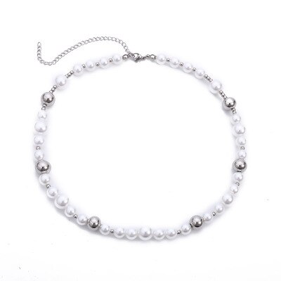 HANGZHI Neue Kühle Hüfte hüpfen Punk Persönlichkeit retro Perle Große Und Kleine Schlüsselbein Kette Halskette Für Männer Frauen Mädchen schmuck: E