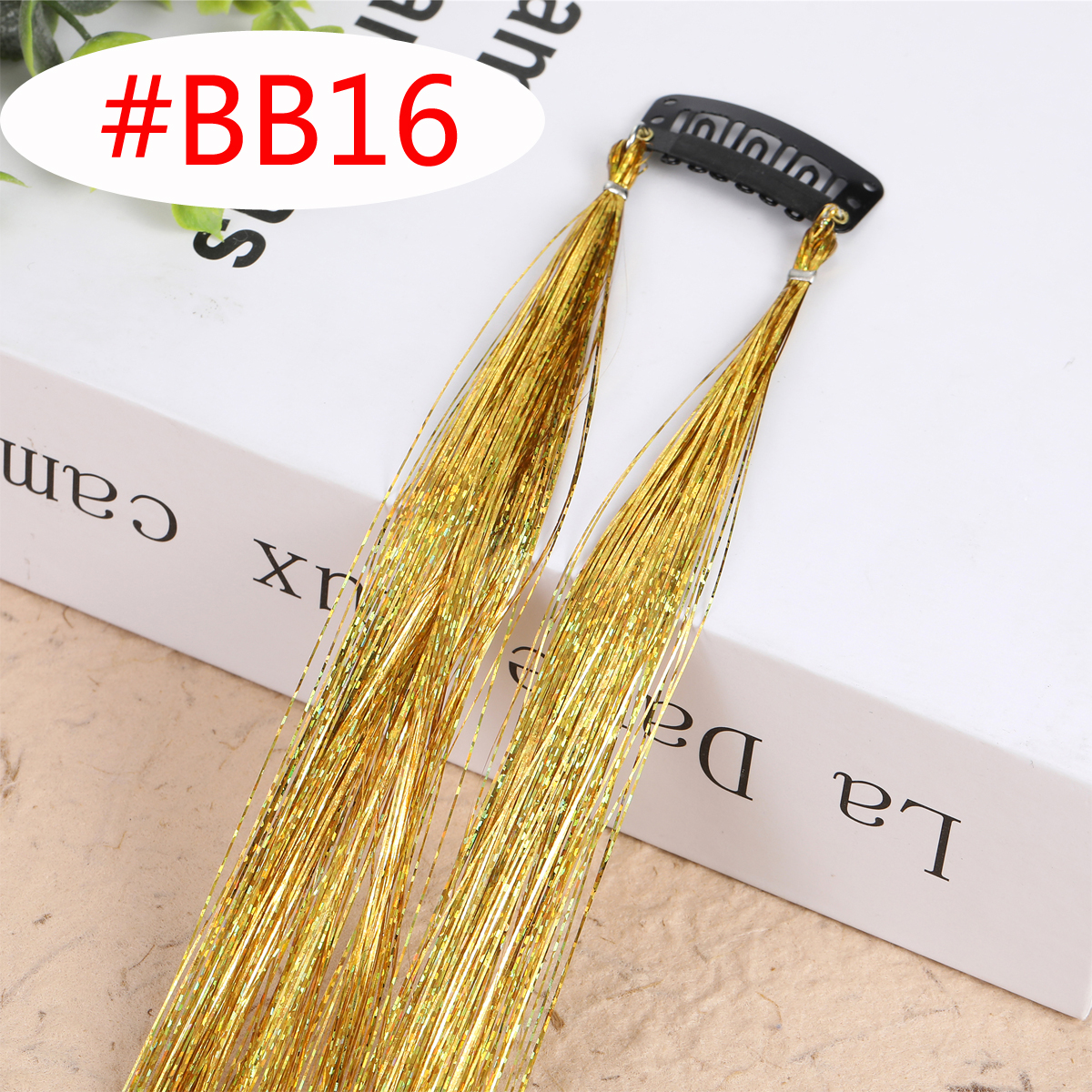 20 Colors Long Straight Hair Tinsel Bright Hair Extention Glitter Clip Hairpiece Sparkling Shiny Clip In Hair Tinsel Tools: 1pc colorBB16
