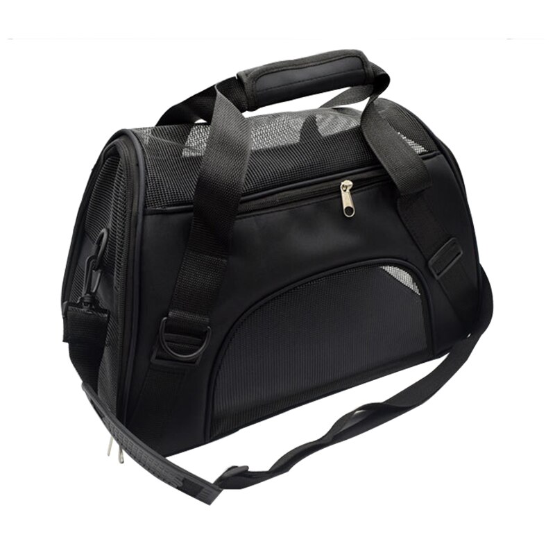 Folding Pet Carry Bag Nylon Breathable Mesh Cat Carriers Outside Portable Dog Travel Bag Outdoor Small Pet Carrying Handbag: Black / M