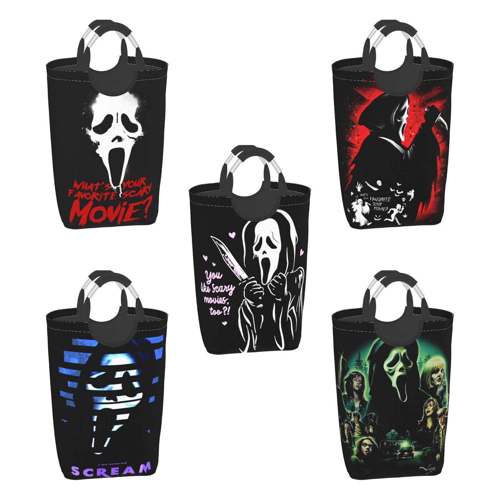 Película de terror de Halloween Scream ghosting face, cesto de lavandería independiente con asa, cestas de lavandería para ropa, Juguetes