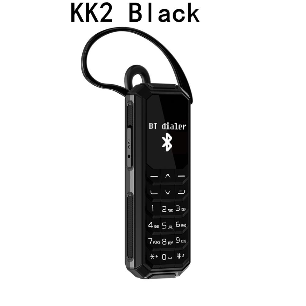 Mini Pocket Mobiele Telefoon Aeku KK1 KK2 0.66Inch Draadloze Bluetooth Dialer Kleinste Mobiele Telefoon Magic Voice Russische Toetsenbord: English Keyboard / Black KK2