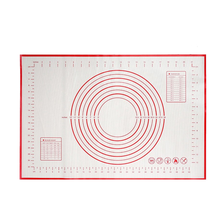 Oversize Silicone Mat Baking Accessories Pastry Bakery Kitchen Rolling Pin for Dough Confectionery Kneading Pad Mastic Board: Red / 60x60cm