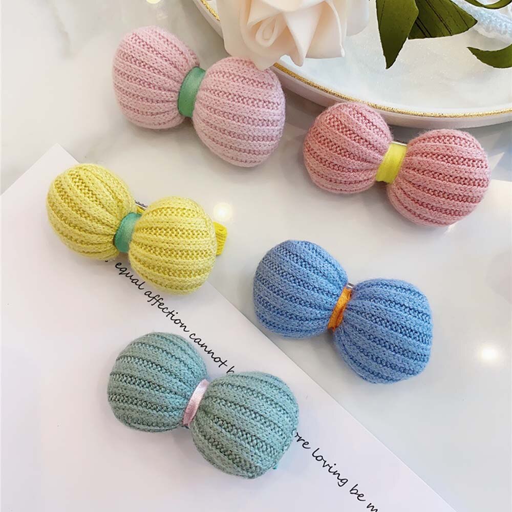 Horquilla de lana con lazo para niña, horquilla de tela coreana para bebé, pinza de pelo de punto, accesorios para el cabello para niño