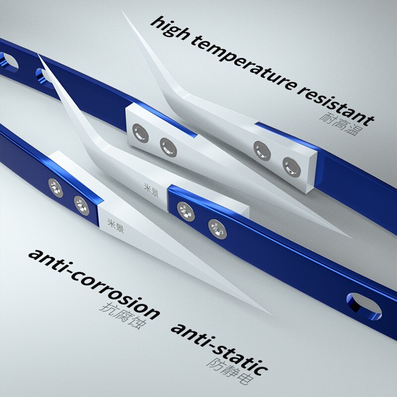 MIJING Ceramic Tweezers Straight Head/Bend Head High temperature resistance Corrosion resistance Insulation property Maintenance