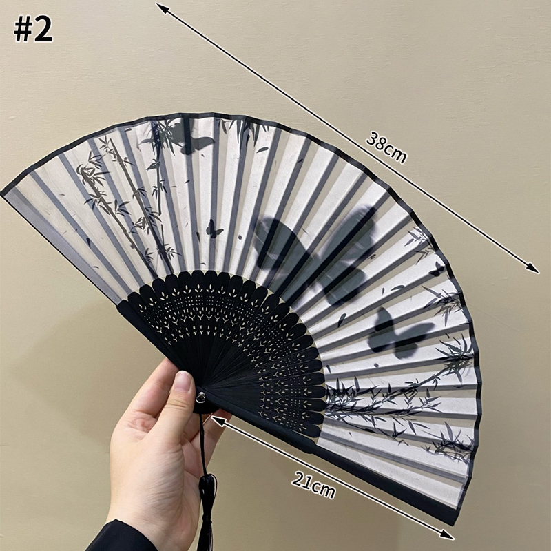 Bamboe opvouwbare ventilator met kwastjes Retro doek Art Craft Fan Chinese stijl Party Dancing Hand Fans Draagbare decoratieve ventilator: marine