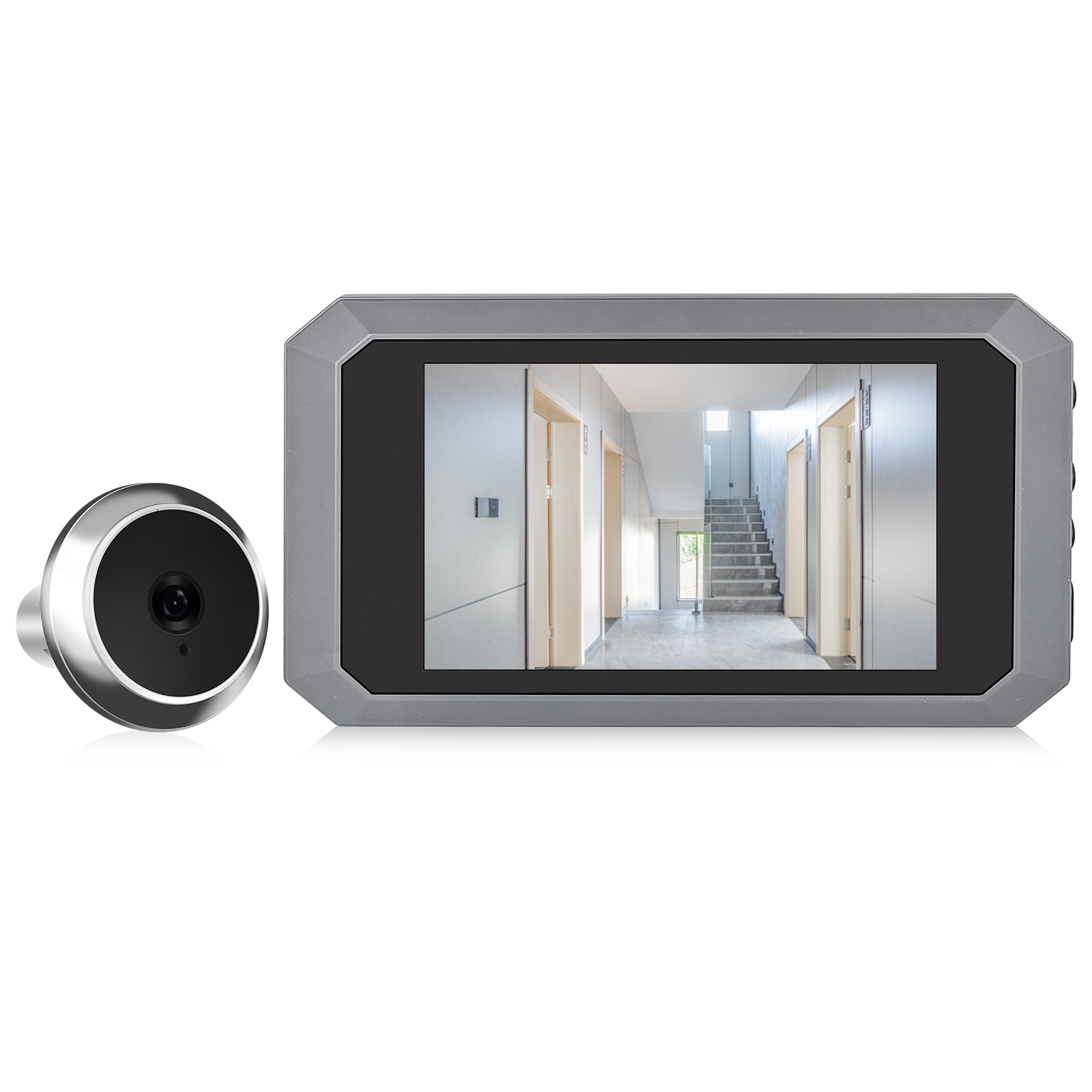 3.97 '' lcd digitalt kighulskamera til lejlighedsdør 1080p 120 graders farveinfrarødt kamera dørmonitor type-c genopladeligt: Sort