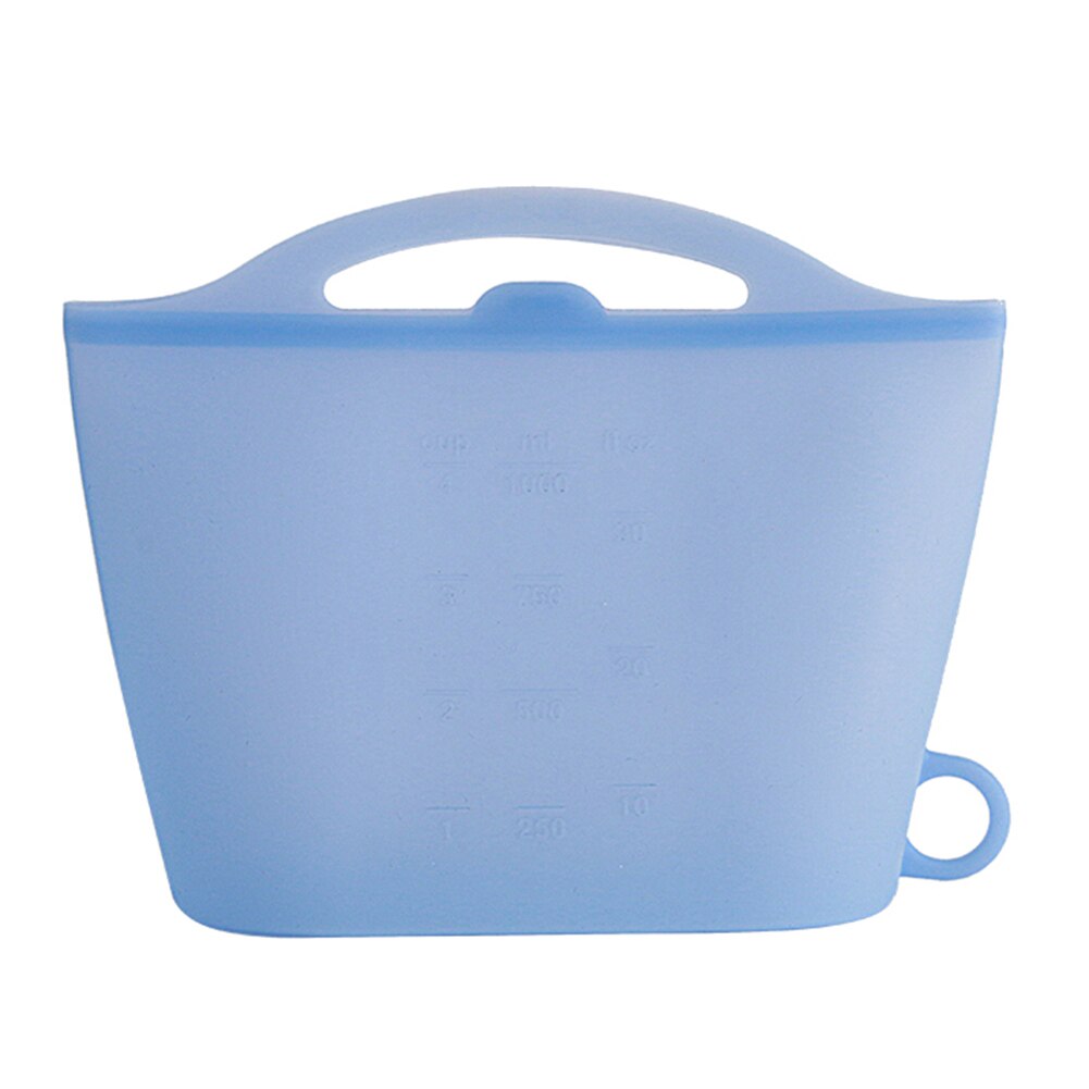 Bolsa de silicona reutilizable con cierre Ziplock para almacenamiento de alimentos, sello hermético para microondas, bolsa de almacenamiento manual, 1 Uds.: Blue