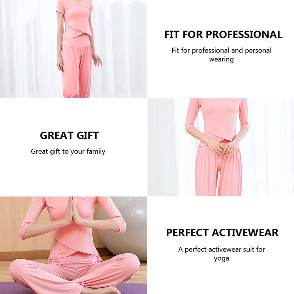1 Set Loose Yoga Outfits Chic Fine Activewear Fitness T-shirt Pants Half Sleeve Clothes Workout Kit