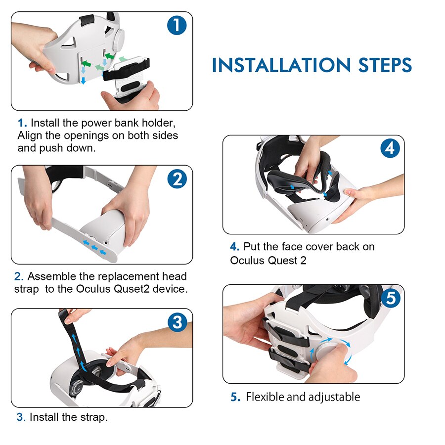 Adjustable Oculus Quest 2 Halo Head Strap Elite Head Strap For Oculus Quest 2 VR Accessories Quest 2 Strap Quest 2 Accessories