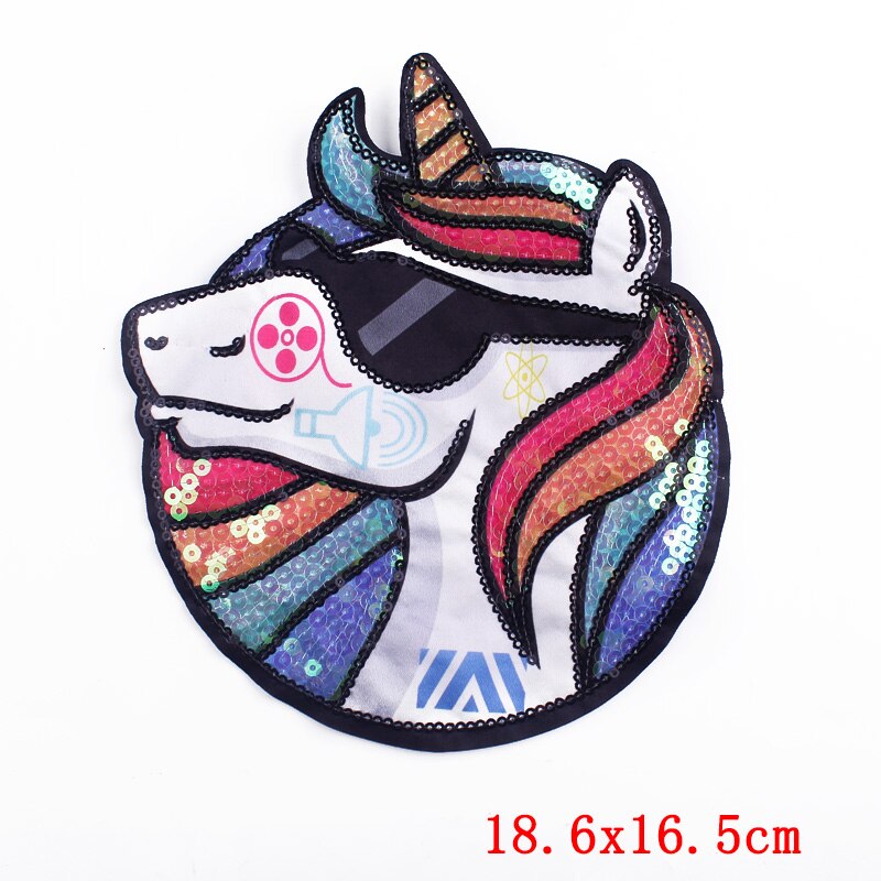 Leuke Eenhoorn Patch Borduurwerk Patches Voor Kleding Ijzer Op Meisje Kleding Pailletten Patch Cartoon Badge Diy Apparel Accessorie: DB0884CT