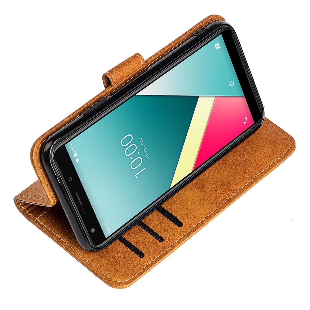 Para wiko y61 leve e à prova de choque capa protetora caso da aleta do telefone com id slot para cartão premium couro do plutônio resistente a riscos