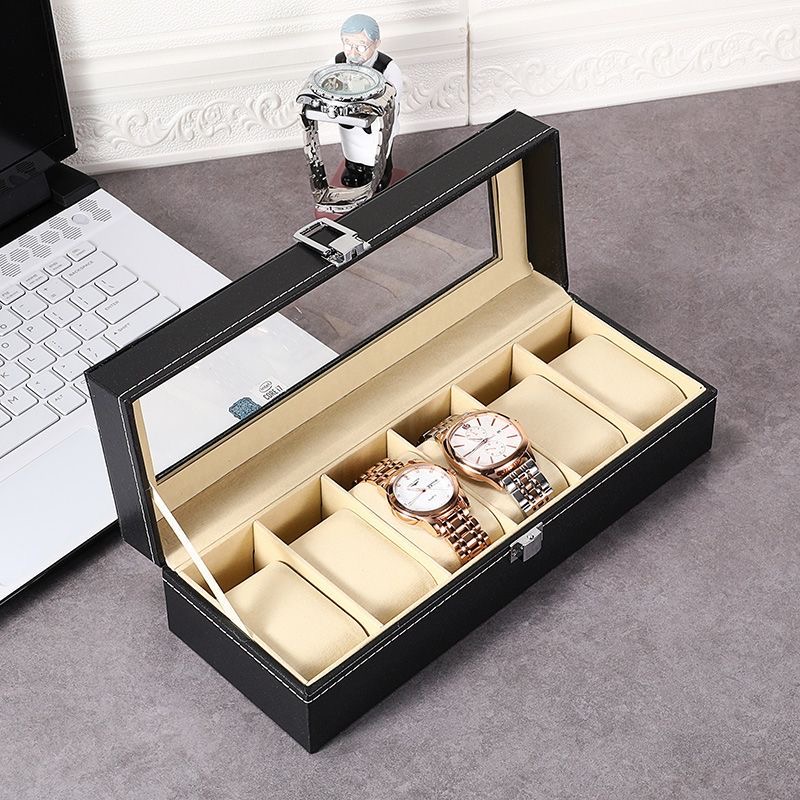 DELESYS 2/3/4/5/6/8/10/12 Slots PU Leather Watch Box Traditional Style Watch Storage Box Watch Case With Lock