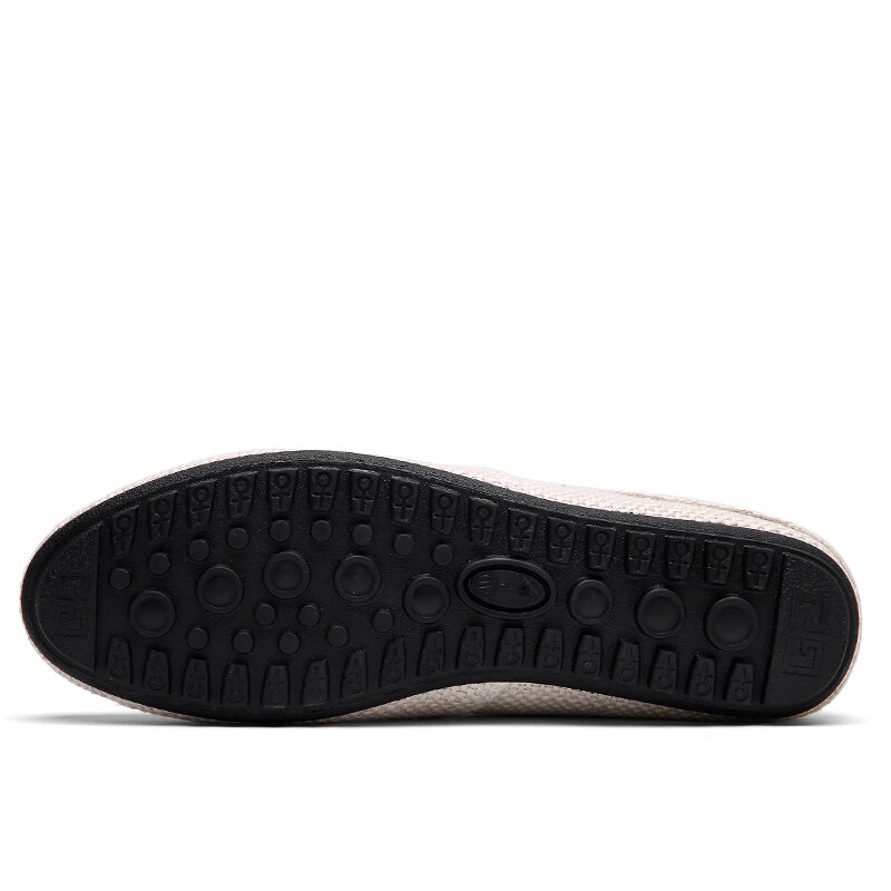 KOZLOV Summer Men Hemp Shoes Espadrilles Breathable Casual Boat Shoes Men Loafers Ultralight Lazy Shoes Beige Flats