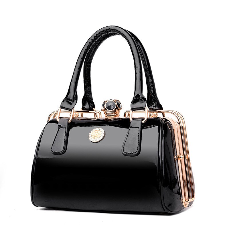 Luxe en cuir verni noir femmes sac dames célèbre sac à main sac à main sac à main fourre-tout sac à bandoulière