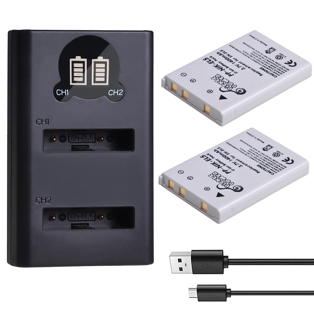 4 Pcs EN-EL5 ENEL5 Battery & LED Dual USB Charger for Nikon Coolpix P530 P520 P510 P100 P500 P5000 P5100 P6000 3700 4200 Camera.: Charger and 2Battery
