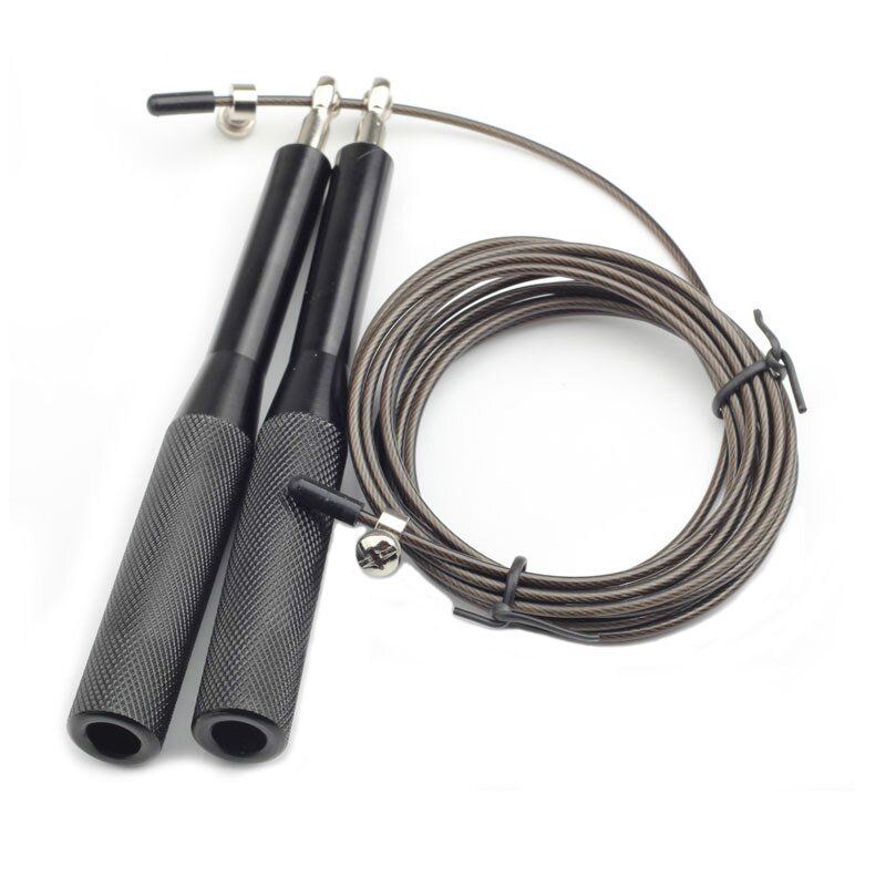 Cordas de pular fitness para exercício, equipamento de treinamento para ginástica com fio de aço pesado, corda de pular para boxe mma e crossfit: Black