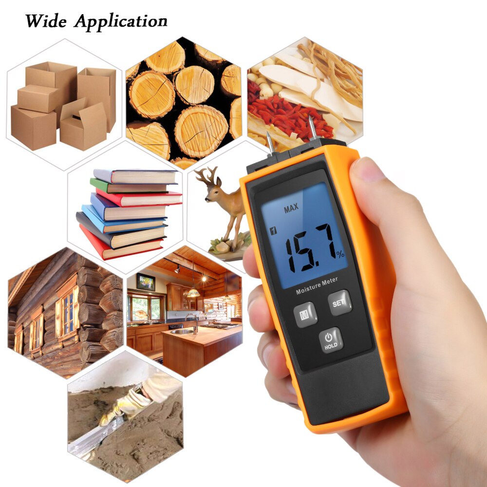 KKMOON Handheld Mini Digital LCD Moisture Humidity Meter Wood Plant Moisture Meter Detector Hygrometer for Timber Wood Drywall