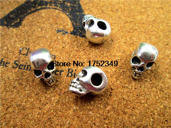 15pcs--Skull Beads, Antique Tibetan silver Head skull bead Charm pendant, Day of the Dead 15x9X8mm