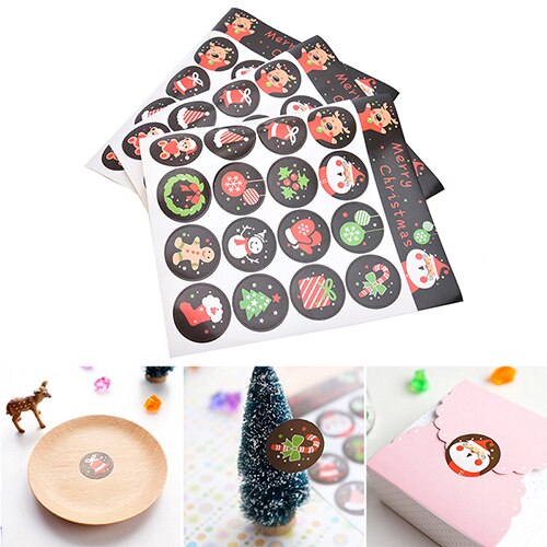 6 Sheet DIY Cookie/Cake Labels Stickers Kitchen Sweets Party Seal Sticker Scrapbooking Merry Christmas Kraft Sticker