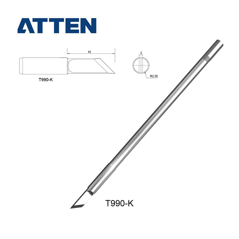 ATTEN T990-K/I/B/BC2/C1 Soldering Iron Tip for ST990 ST8602D Soldering Station: WHITE