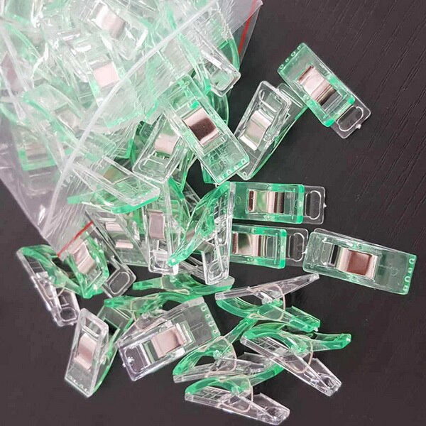 20 st/pack färgglada plastklämmor klämmor syklämmor klämmor hållare tyg tyg lapptäcke sömnad quiltklämmor 27 x 10 x 15mm: Grön