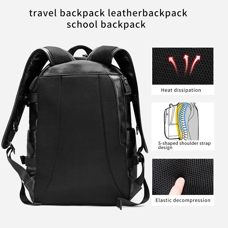 LIELANG bookbags Männer Rucksack Leder Männlichen Funktionellen taschen Männer Wasserdichte rucksack PU große kapazität Männer Tasche Schule Taschen mochila