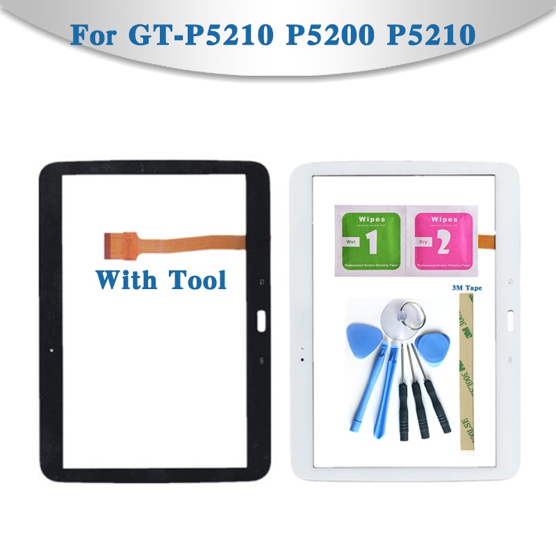 10.1 " voor samsung galaxy tab 3 10.1 gt-p5210 p5200 p5210 tablet touchscreen digitizer sensor voorste buitenste glazen lenspaneel