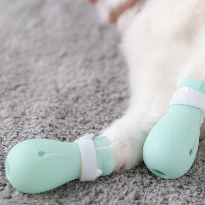 Kattskor använder för bad tvätt klo stövlar fotskydd anti-bett skydd justerbar katt tass naglar skor stövlar anti-repa