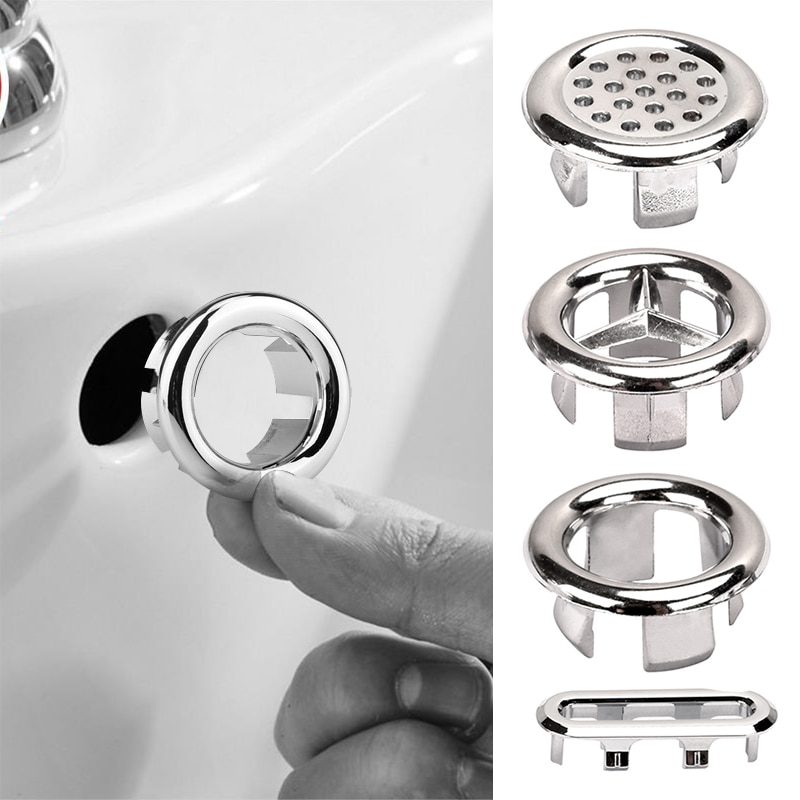 Bath Sink Ring Overflow Cover Plastic Silver Plated Bathroom Ceramic Basin Ceramic Basin Overflow Ring wash basin overflow ring