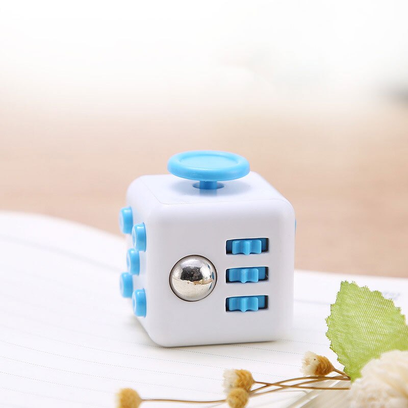 Dice Toys Anxiety Stress Relief Attention Decompression Plastic Focus Multifunctional Six Sides Gaming Toy Children Adult: water blue (54G)