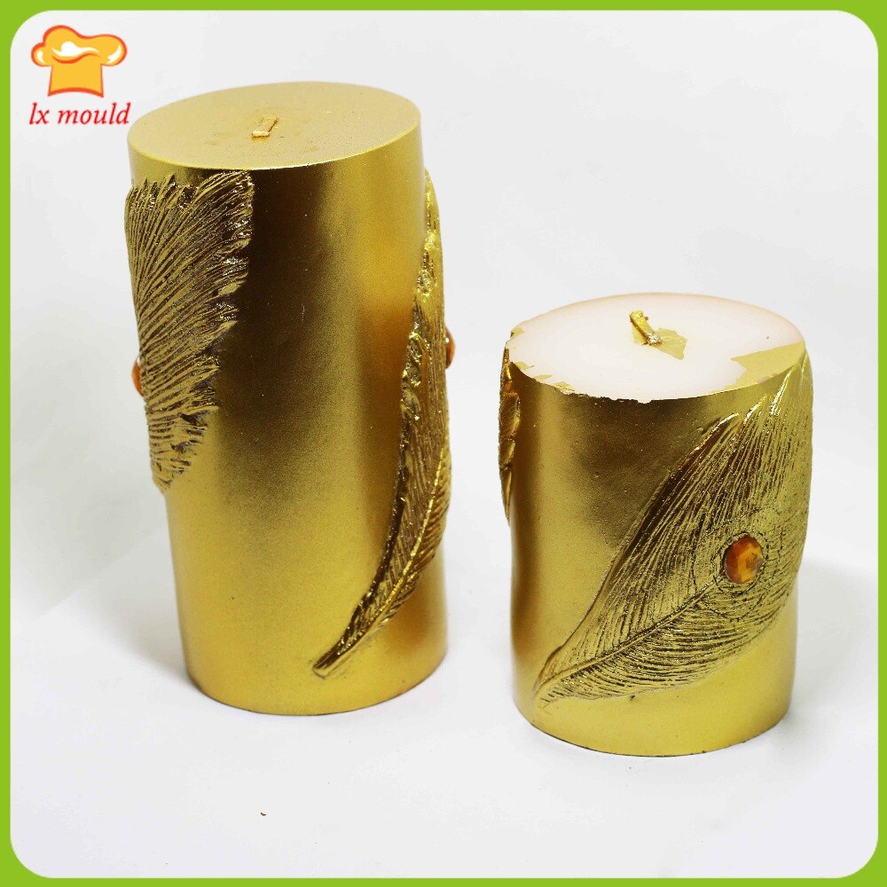 Lättnad fjäderljus silikonform tredimensionell cylindrisk ljusform handtvålform