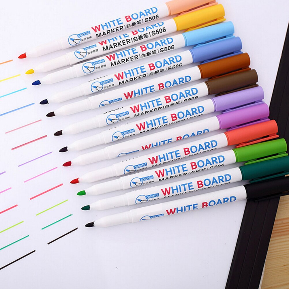 White Board Marker Pen Set Erasable Whiteboard Pen Stationery Office School Drawing Supplies 12/8 Colors