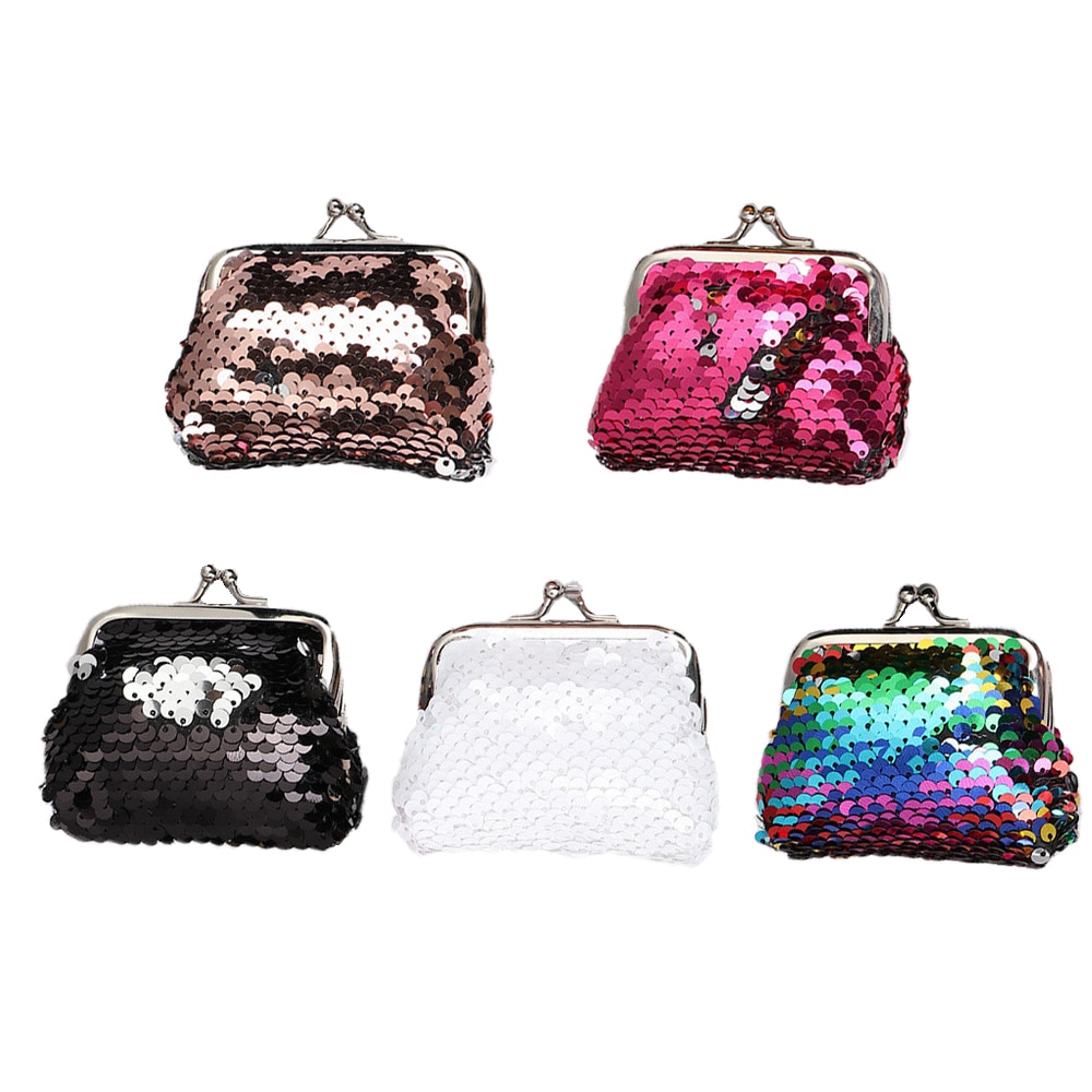 Mini cartera multifunción de lentejuelas para mujer, bolso de mano portátil con lentejuelas, monedero, tarjetero, para auriculares